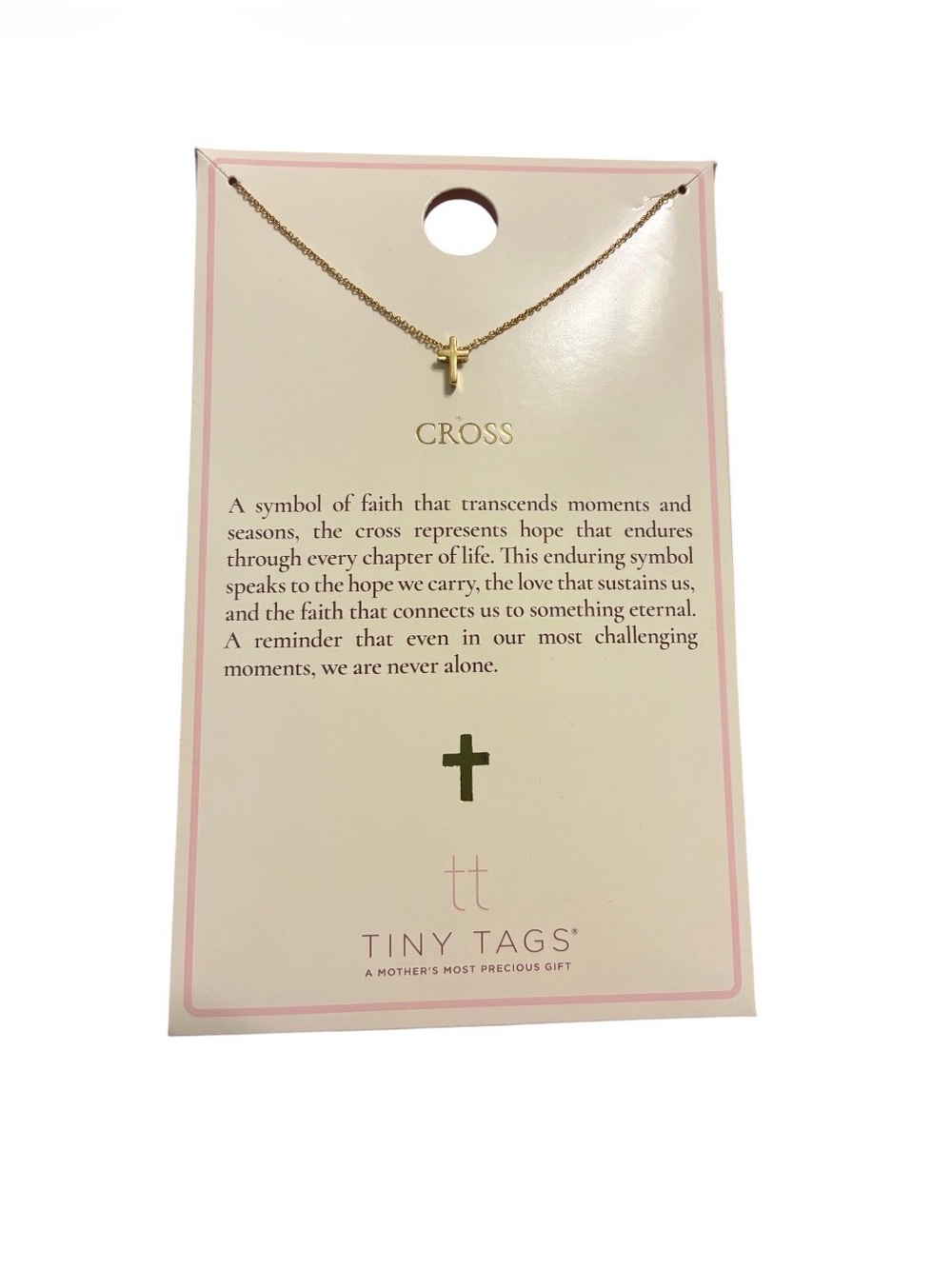 Tiny Tags Small Dainty Cross Necklace 14kt Gold Ion Plated